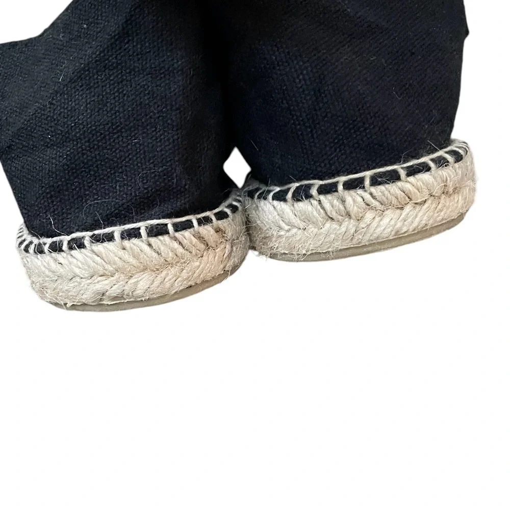 TONI PONS Black Canvas Flat Slip-On Espadrilles Sandals Shoes Black Tan 41